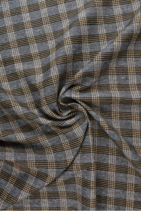 Grå sort og gul skotskternet flannel, metervare til erhverv (billede 1 af 14)