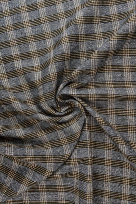 Grå sort og gul skotskternet flannel, metervare til erhverv (billede 1 af 14)