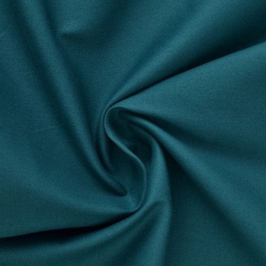 Mørk petrol bomuldstwill med stræk – diagonal twill & formfast komfort, metervare til erhverv (billede 1 af 7)