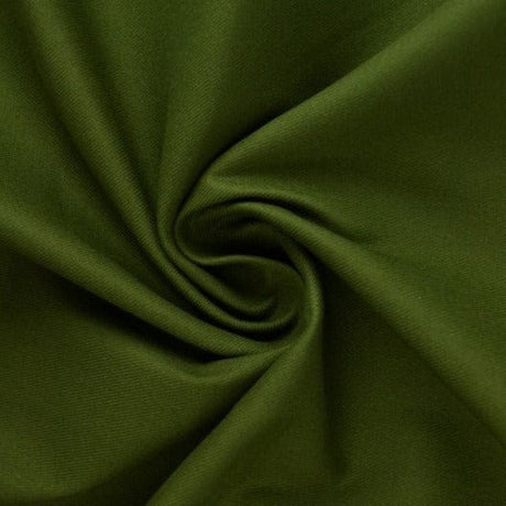 Mosgrøn bomuldstwill med stræk – diagonal twill & formfast komfort, metervare til erhverv (billede 1 af 7)