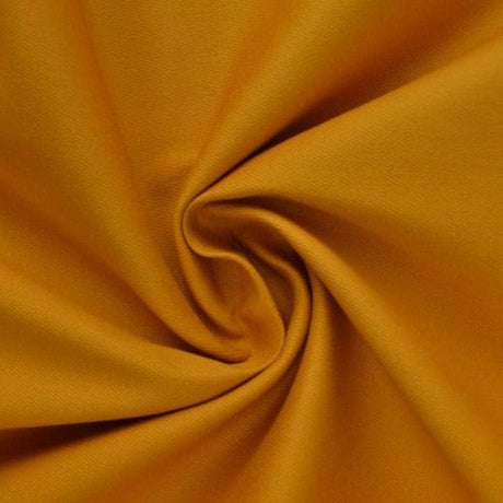 Okkergul bomuldstwill med stræk – diagonal twill & formfast komfort, metervare til erhverv (billede 1 af 7)