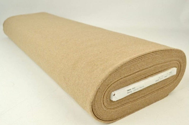 Lys beige slidstærk og blød uld/polyester stof, metervare til erhverv (billede 2 af 4)