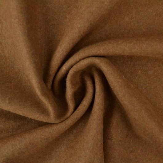 Mørk karamel slidstærk og blød uld/polyester stof, metervare til erhverv (billede 1 af 4)
