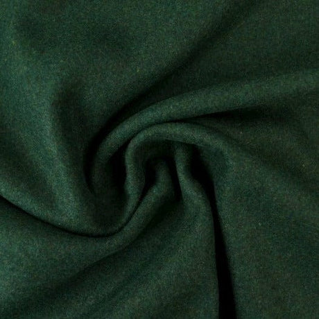 Mørkegrøn slidstærk og blød uld/polyester stof, metervare til erhverv (billede 1 af 4)