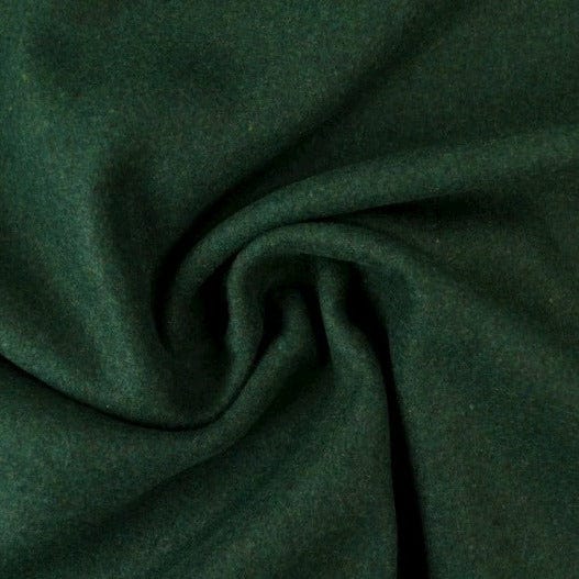 Mørkegrøn slidstærk og blød uld/polyester stof, metervare til erhverv (billede 1 af 4)