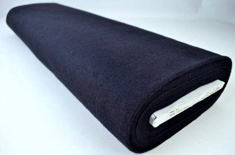 Navy slidstærk og blød uld/polyester stof, metervare til erhverv (billede 2 af 4)