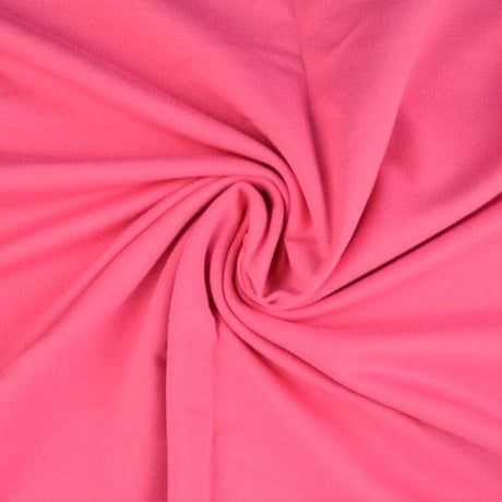Neon pink french terry – blød bomuldsstrik med stræk, metervare til erhverv (billede 1 af 5)