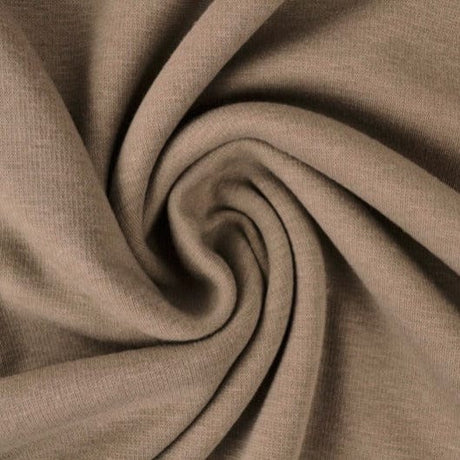 Taupe børstet sweatshirtstof – blød isoli med stræk, metervare til erhverv (billede 1 af 6)