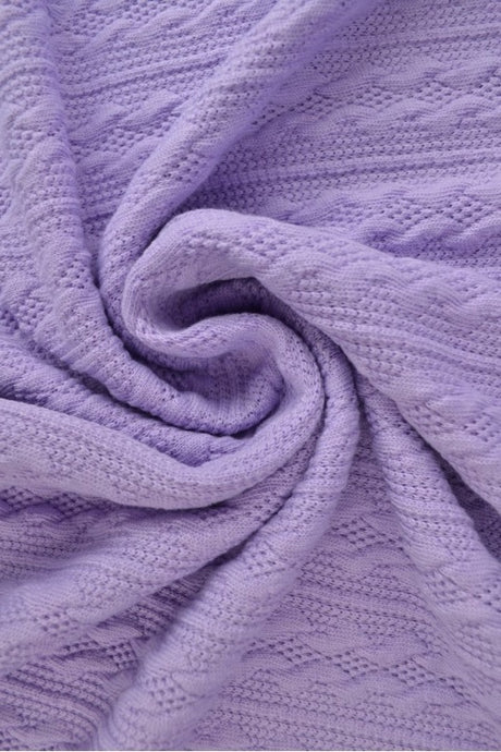 Lavendel jacquard-kabelstrik, metervare til erhverv (billede 1 af 2)