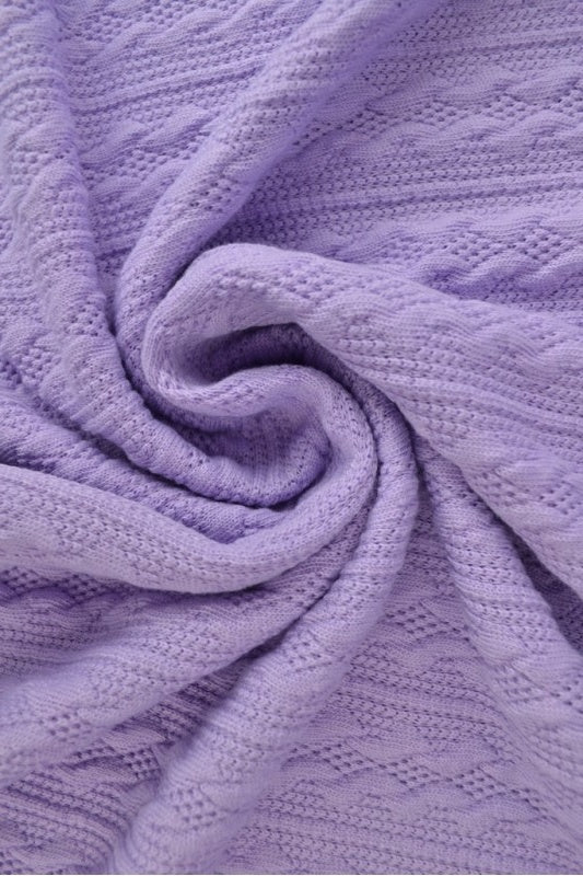 Lavendel jacquard-kabelstrik, metervare til erhverv (billede 1 af 2)