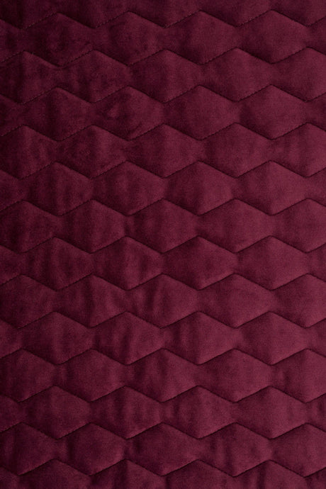 Dyb bordeauxrød magic velvet 3D – quiltet velour med zigzagmønster, metervare til erhverv (billede 2 af 8)