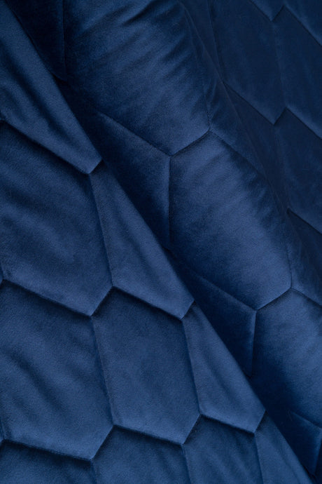 Klassisk marineblå magic velvet 3D – quiltet velour med sekskantmønster, metervare til erhverv (billede 1 af 8)