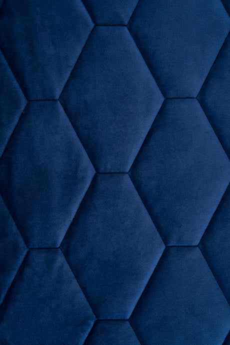 Klassisk marineblå magic velvet 3D – quiltet velour med sekskantmønster, metervare til erhverv (billede 2 af 8)