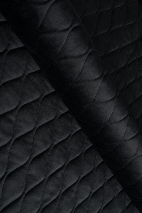 Mat natsort magic velvet 3D – quiltet velour med bladmønster, metervare til erhverv (billede 1 af 8)