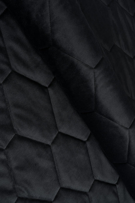 Mat natsort magic velvet 3D – quiltet velour med sekskantmønster, metervare til erhverv (billede 1 af 8)