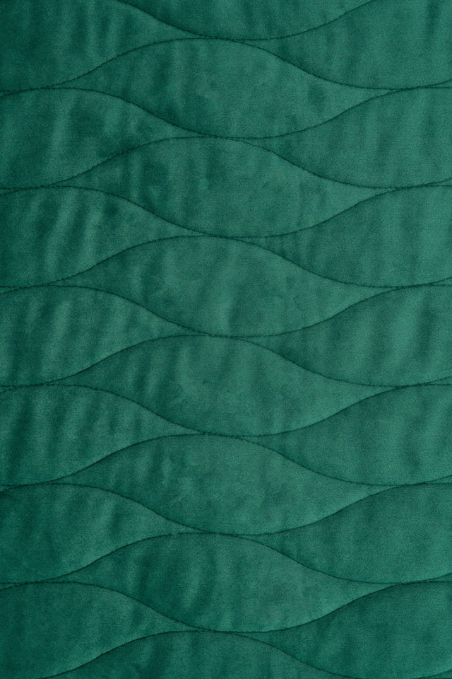 Mørk smaragdgrøn magic velvet 3D – quiltet velour med bølgemønster, metervare til erhverv (billede 2 af 8)