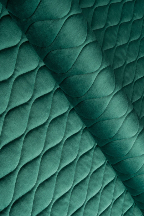 Mørk smaragdgrøn magic velvet 3D – quiltet velour med bladmønster, metervare til erhverv (billede 1 af 8)