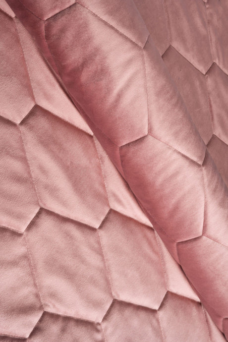 Støvet gammelrosa magic velvet 3D – quiltet velour med sekskantmønster, metervare til erhverv (billede 1 af 8)