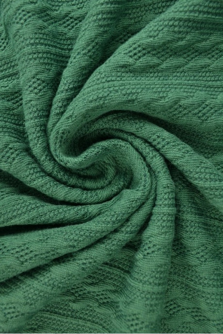 Mørkegrøn jacquard-kabelstrik, metervare til erhverv (billede 1 af 2)