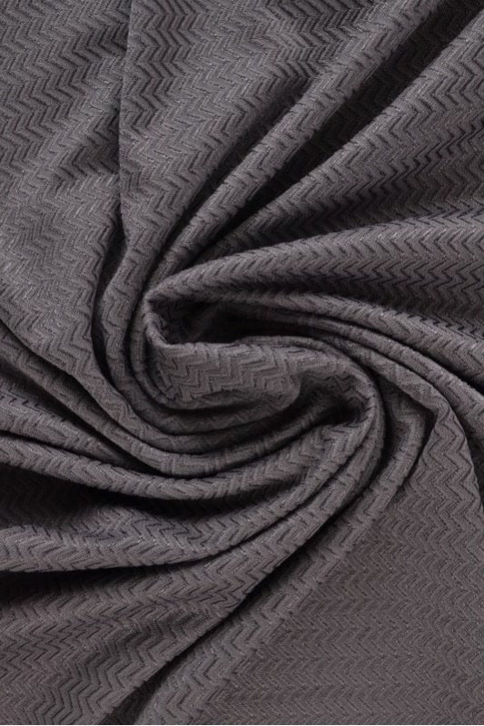 Mørkegrå polyamid-elastan jersey med sildeben, i drapering (billede 1 af 7)