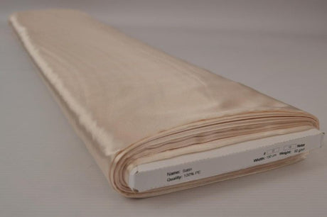 Champagnefarvet satin stof – let & glansfuldt, metervare til erhverv (billede 2 af 8)