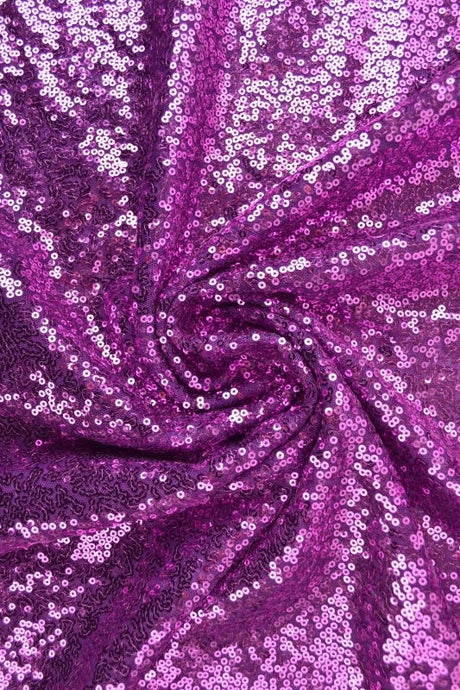 Violet pailletstof – små 3–4 mm pailletter & envejs stræk, metervare til erhverv (billede 1 af 5)