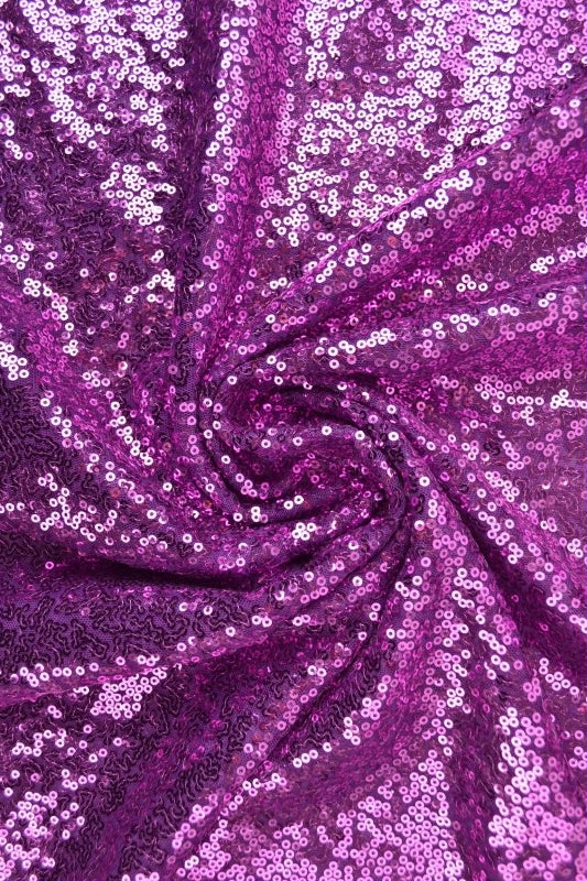 Violet pailletstof – små 3–4 mm pailletter & envejs stræk, metervare til erhverv (billede 1 af 5)