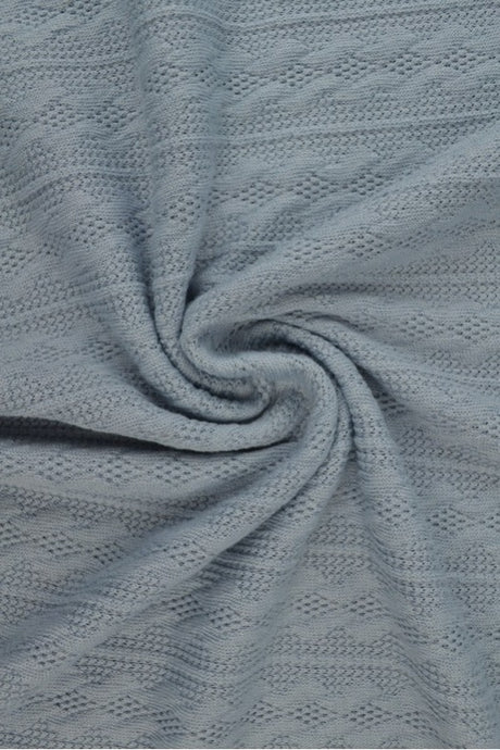 Sølvgrå jacquard-kabelstrik, metervare til erhverv (billede 1 af 2)