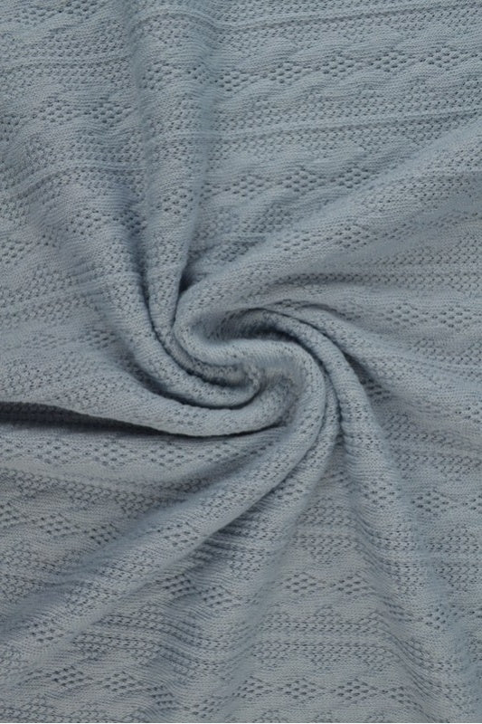 Sølvgrå jacquard-kabelstrik, metervare til erhverv (billede 1 af 2)