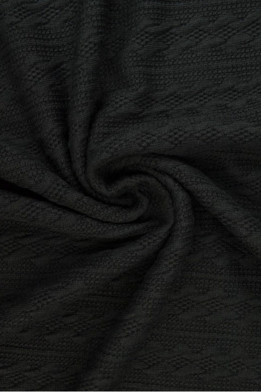 Sort jacquard-kabelstrik, metervare til erhverv (billede 1 af 2)