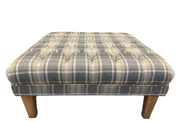 OLIVENGRØN-BLOMME SKOTSKTERN TARTAN MØBELSTOF – SKOTSKTERNET & ØKO-TEX