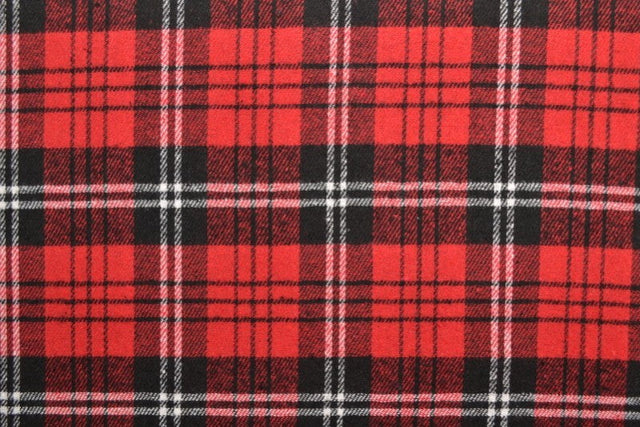 Rød, sort og hvid skotskternet flannel, metervare til erhverv (billede 3 af 14)