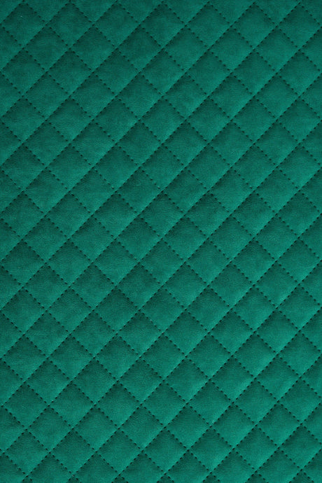Klar malakitgrøn Uttario velvet 3D – quiltet velour med rudemønster, metervare til erhverv (billede 2 af 3)