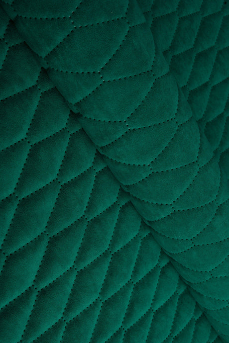 Klar malakitgrøn Uttario velvet 3D – quiltet velour med bladmønster, metervare til erhverv (billede 1 af 3)
