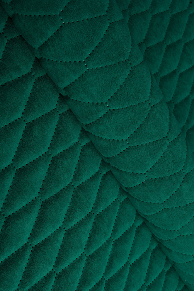 Klar malakitgrøn Uttario velvet 3D – quiltet velour med bladmønster, metervare til erhverv (billede 1 af 3)