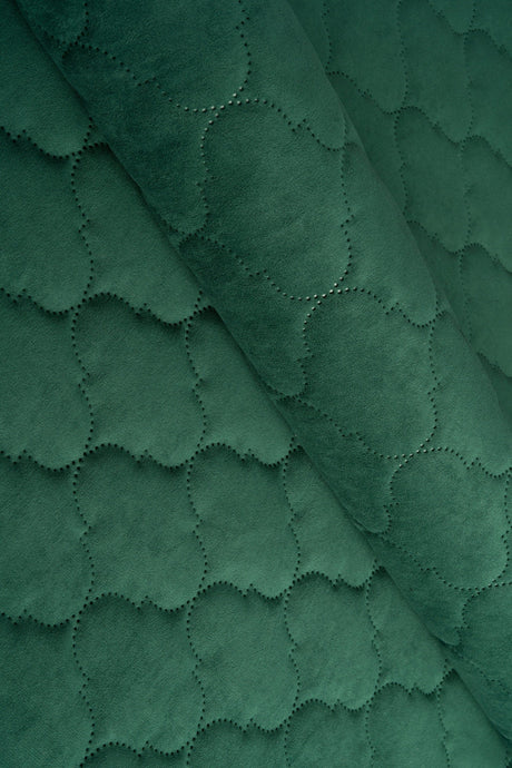 Dæmpet grangrøn Uttario velvet 3D – quiltet velour med boblemønster, metervare til erhverv (billede 1 af 3)