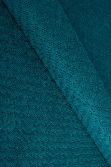 Mørk fjordblå Uttario velvet 3D – quiltet velour med fint bølgemønster, metervare til erhverv (billede 1 af 3)