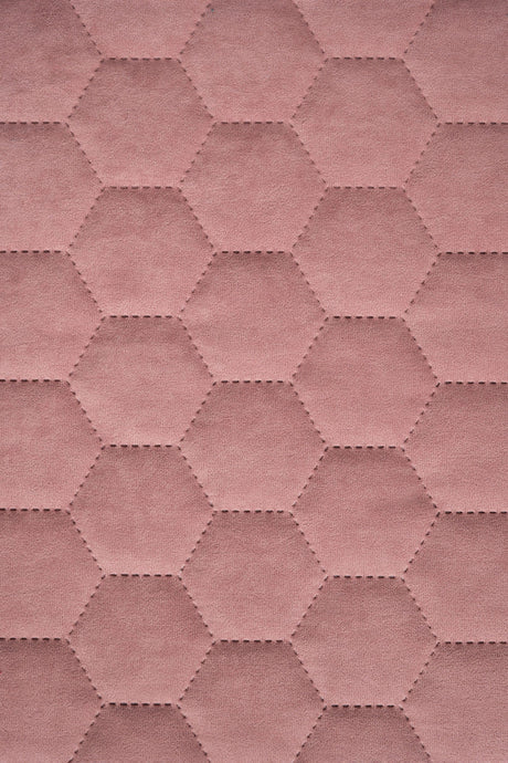 Blød koralrosa Uttario velvet 3D – quiltet velour med sekskantmønster, metervare til erhverv (billede 2 af 3)