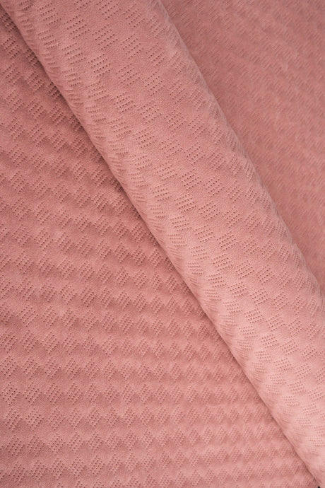 Blød koralrosa Uttario velvet 3D – quiltet velour med fint bølgemønster, metervare til erhverv (billede 1 af 3)