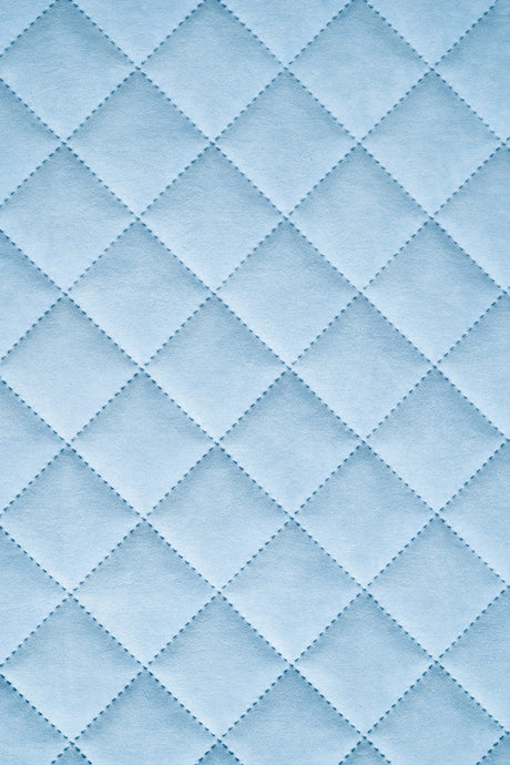 Lys himmelblå Uttario velvet 3D – quiltet velour med viftemønster, metervare til erhverv (billede 2 af 3)