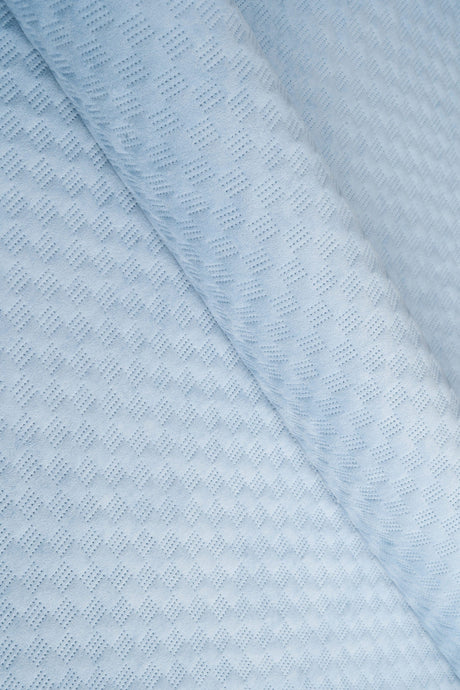 Lys himmelblå Uttario velvet 3D – quiltet velour med fint bølgemønster, metervare til erhverv (billede 1 af 3)