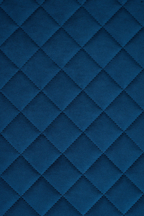 Mørk safirblå Uttario velvet 3D – quiltet velour med viftemønster, metervare til erhverv (billede 2 af 3)