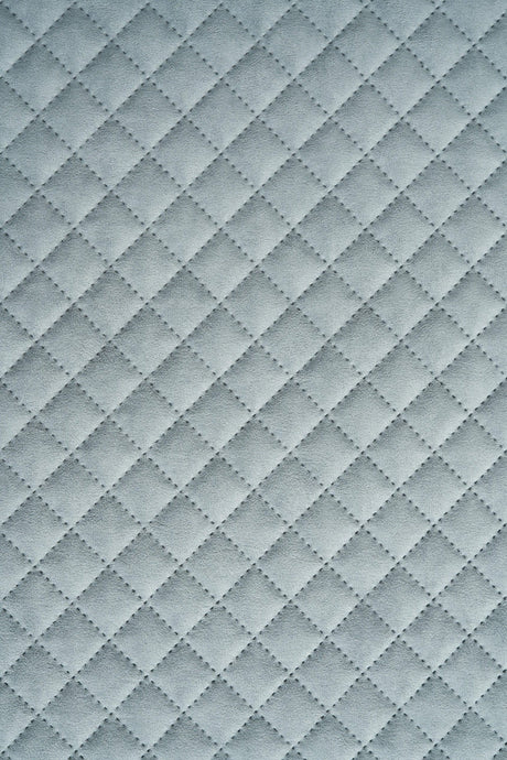 Lys tågegrå Uttario velvet 3D – quiltet velour med rudemønster, metervare til erhverv (billede 2 af 3)