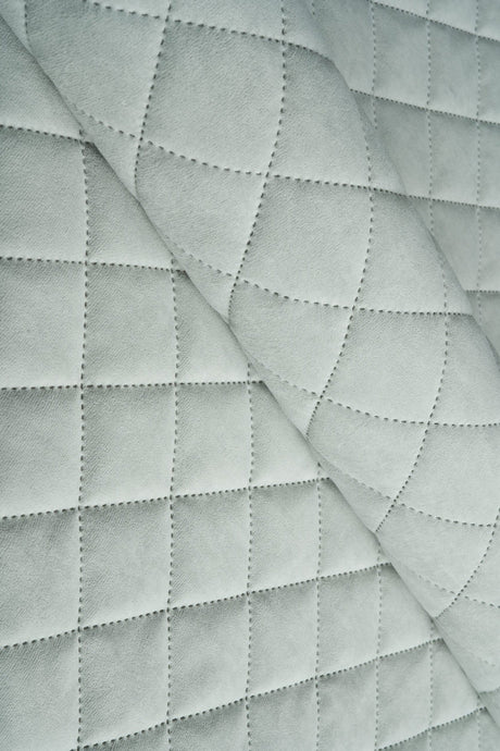 Sart isgrå Uttario velvet 3D – quiltet velour med viftemønster, metervare til erhverv (billede 1 af 3)
