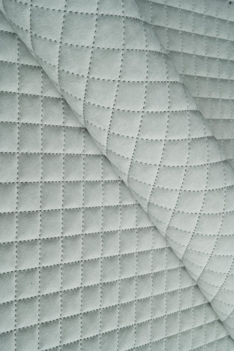 Sart isgrå Uttario velvet 3D – quiltet velour med rudemønster, metervare til erhverv (billede 1 af 3)