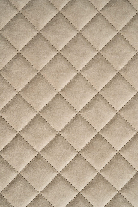 Lun klitbeige Uttario velvet 3D – quiltet velour med viftemønster, metervare til erhverv (billede 2 af 3)