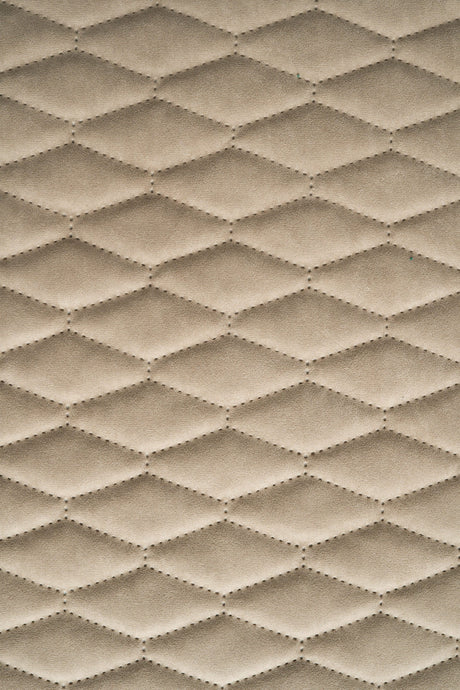 Lun klitbeige Uttario velvet 3D – quiltet velour med bladmønster, metervare til erhverv (billede 2 af 3)