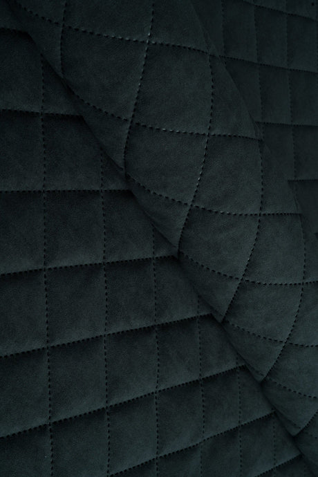 Mørk grafitsort Uttario velvet 3D – quiltet velour med viftemønster, metervare til erhverv (billede 1 af 3)