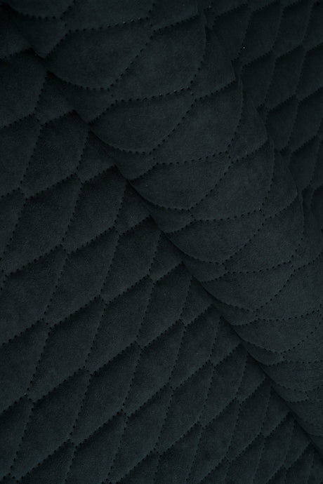 Mørk grafitsort Uttario velvet 3D – quiltet velour med bladmønster, metervare til erhverv (billede 1 af 3)