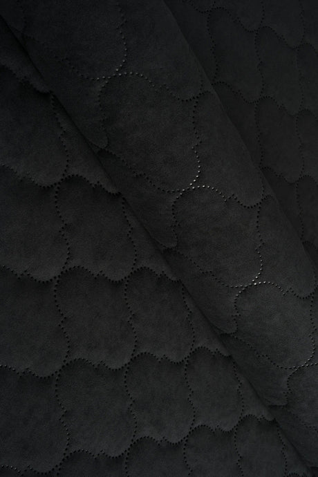 Mørk grafitsort Uttario velvet 3D – quiltet velour med boblemønster, metervare til erhverv (billede 1 af 3)